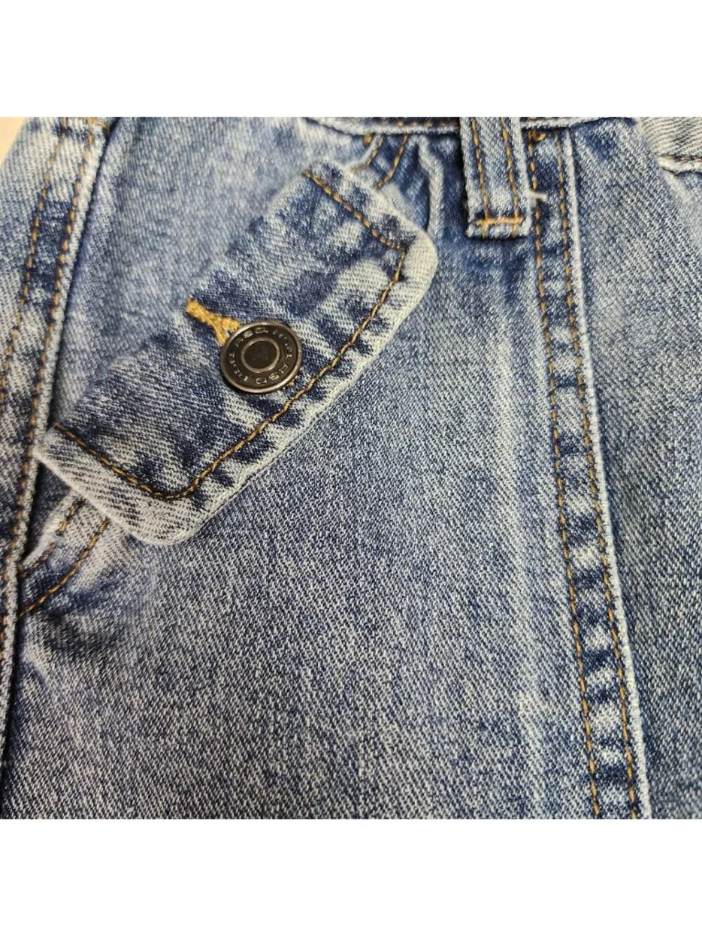 RSQ Girls Wide Leg Mid Rise Streetwear Skater Blue Cargo Jeans Sz 12 24/25